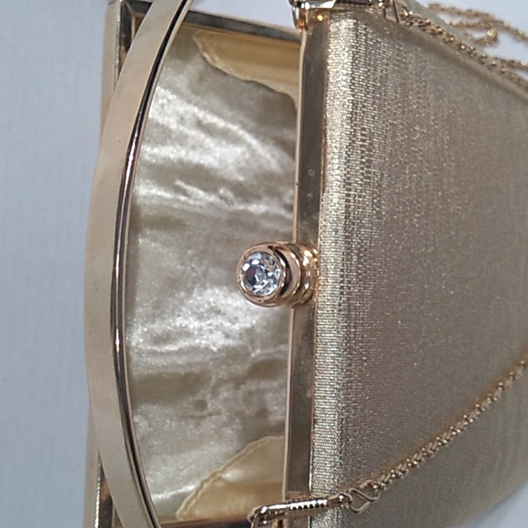 HANDBAG SHOULDER BAG SATIN WITH GOLD TONE HARDWARE - Picture 10 of 13